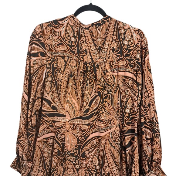 Richard Allen x H&M Womens Paisley Print Tunic Sz 8 Oversized Mob Wife Cocktail - Picture 6 of 11